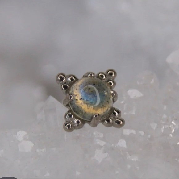 Anatometal “Zia” End 4mm White gold & labradorite - Picture 1 of 7